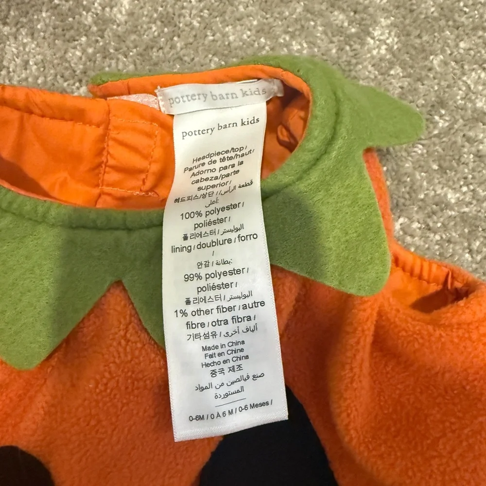Pottery barn kids 0-6m pumpkin Costume with Hat - Picture 3 of 3